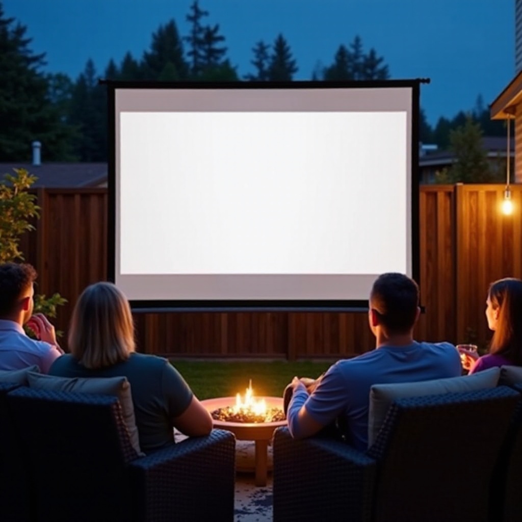 จอโปรเจคเตอร์กลางแจ้งพร้อมขาตั้ง